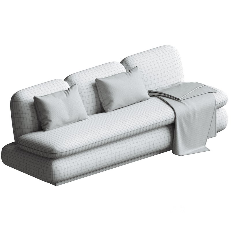 Modern Drama White Boucle Pouf Sofa Image 5