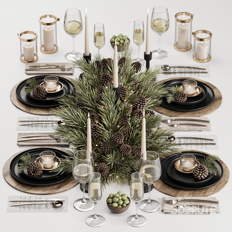Winter Pine Table Setting Elegance Image 3