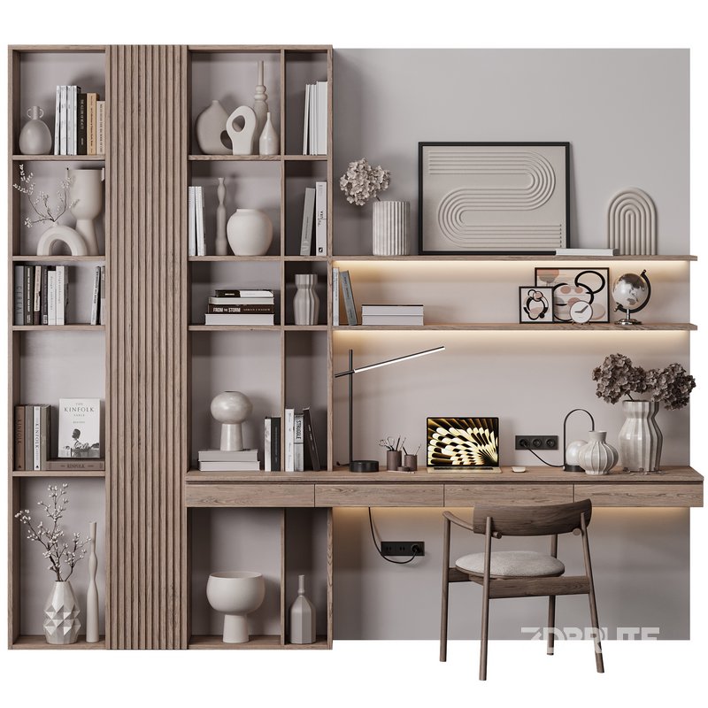 Modern Minimalist Study Unit with Shelves Image 3