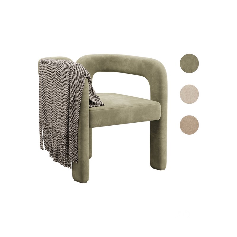 Art Deco Solid Color Arm Chair Image 1