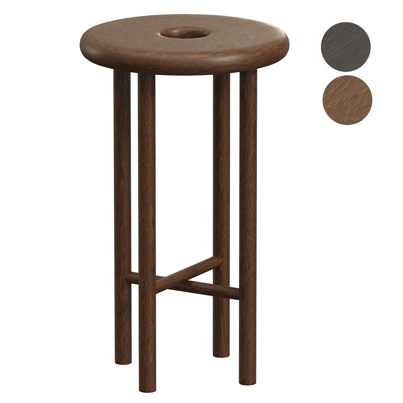 Custom Walnut Wood Round Bar Stool Image 1