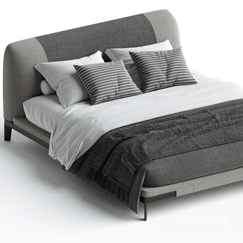 ADESSO bed in light blue genuine leather and metal base By Legame Italia Image 2