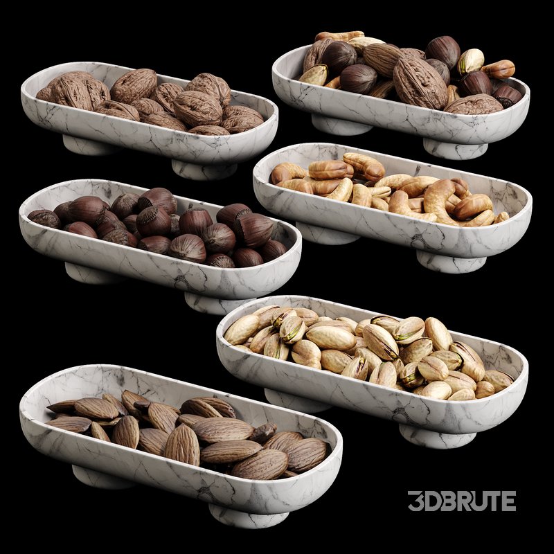 Marble Serving Bowls with Assorted Nuts Image 1