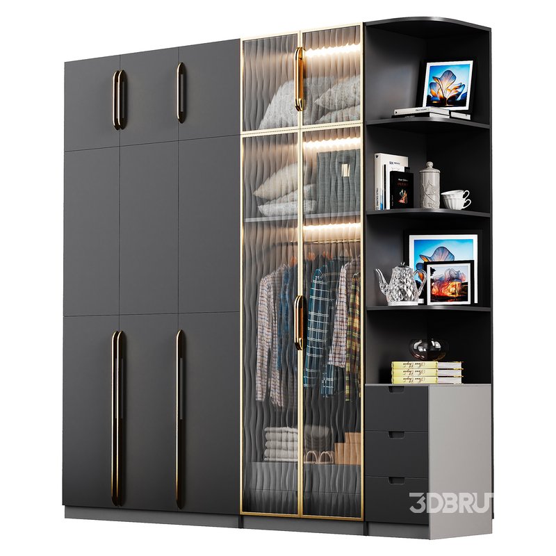 Wardrobe with clothes Image 4