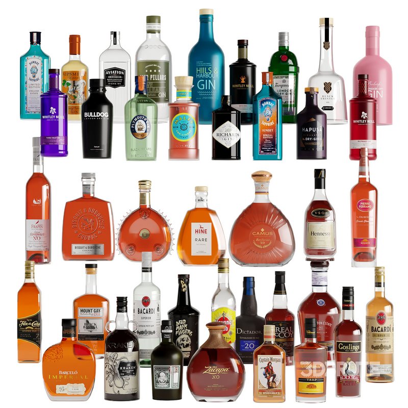 Bottles -40 Bottles:Gins,Rum,Congac Image 2