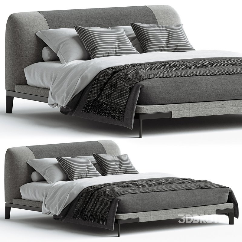 ADESSO bed in light blue genuine leather and metal base By Legame Italia Image 1