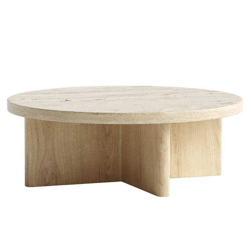 Travertine Marble Round Coffee Table Image 4
