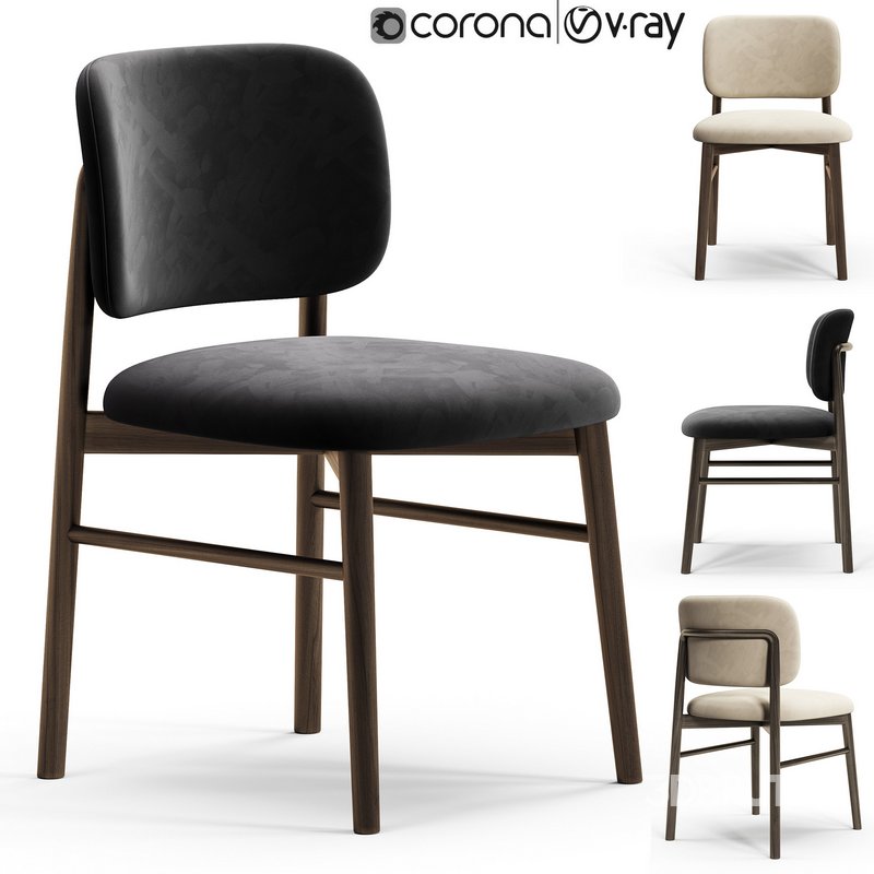 JANINE-Wooden-legs-upholstered-chairs Image 1