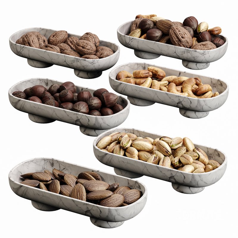 Marble Serving Bowls with Assorted Nuts Image 2