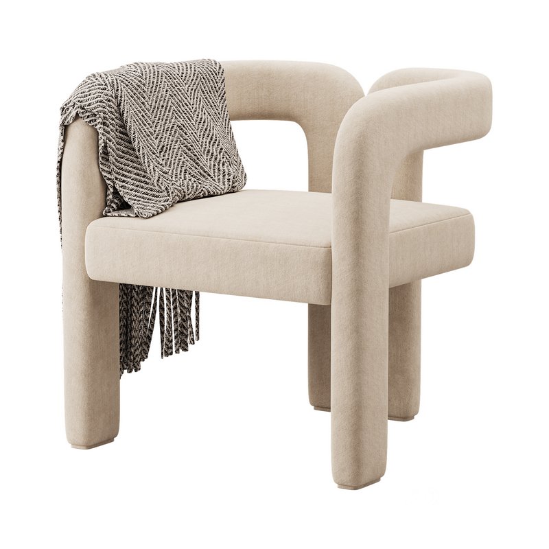 Art Deco Solid Color Arm Chair Image 4