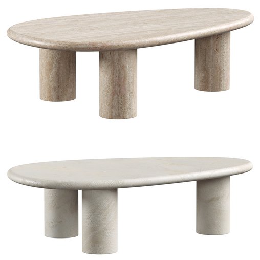 Travertine Top Oval Coffee Table