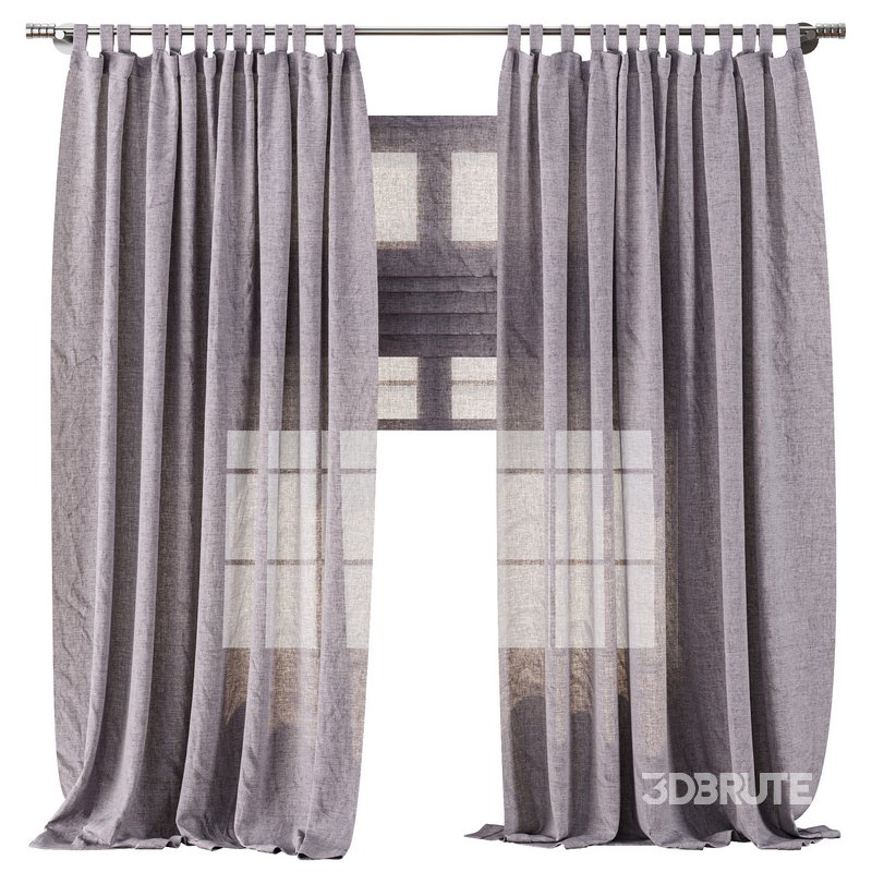 Classic Linen Curtain Set with Metal Rings and Roman shade 63 Image 2