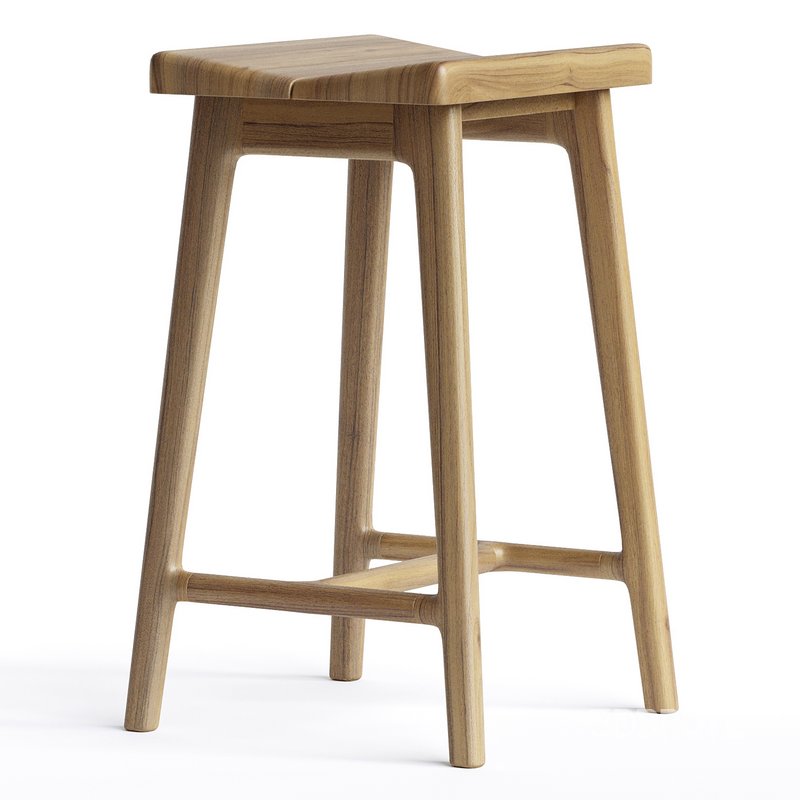 Handmade modern large oak stool Image 2