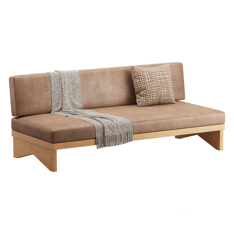Pierre Leather Armless Loveseat Image 2