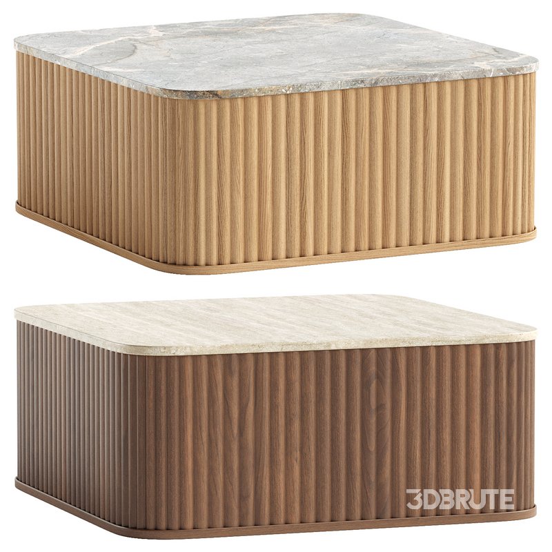 Travertine Oak Coffee Table Image 4