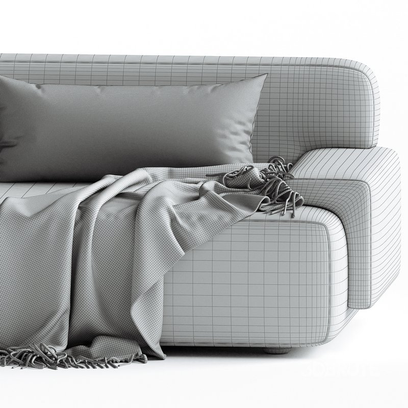 Popus Editions Lena 3 Seater Sofa in Egg Shell Off-White Como Velvet Fabric Image 4