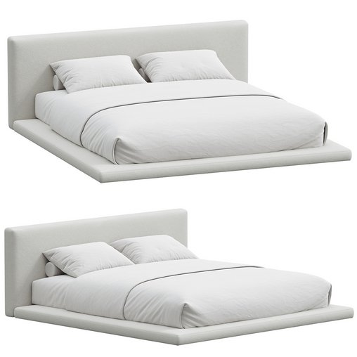 Cesar Suede Fabric Contemporary Minimalist Bed Frame King Size