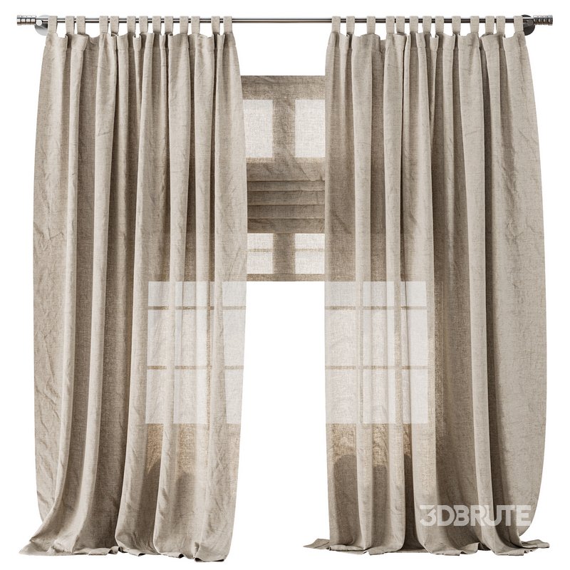Classic Linen Curtain Set with Metal Rings and Roman shade 63 Image 5