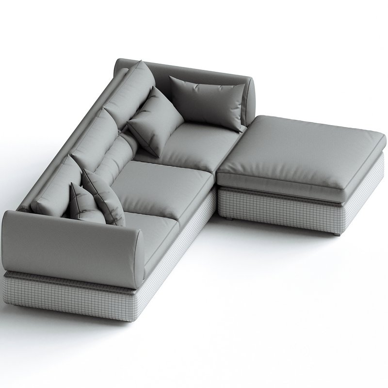 Blanche Parma Three-seater sofa with pouf 02 Image 3