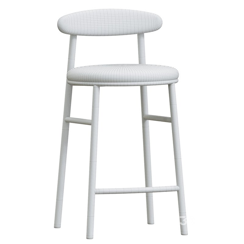 Oneal 65cm Bar Stool Moon White Boucle and Black Legs Image 4