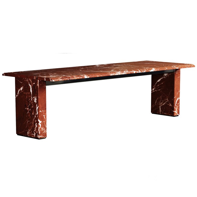 Rectangular Rojo Levanto marble table By B&B Italia Image 3