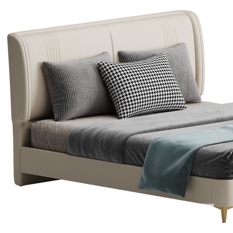 Leather Beige Bed Frame Image 12