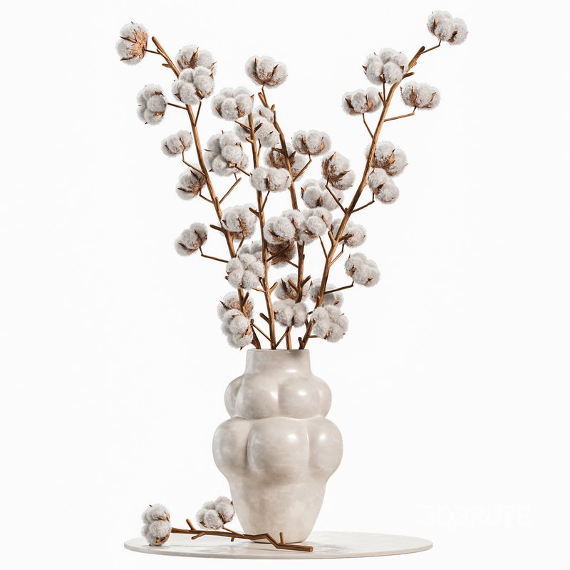 Beautiful Cotton Branches in a Ceramic Vase Image 1