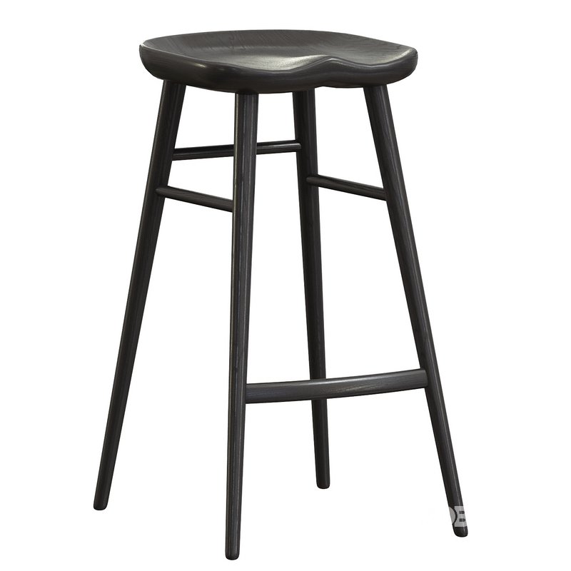 Alma Brown Solid Wood Bar Stool Image 3