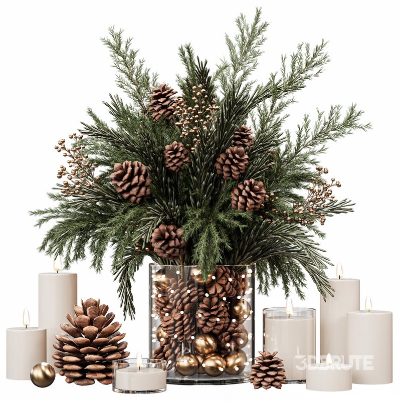 Christmas Pine Cone Decor Set Image 2