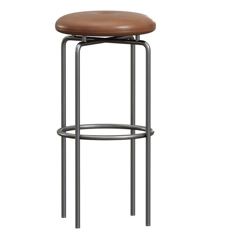 Circular Bar Stool in Bronze and Leather Designed by Craig Bassam Image 4