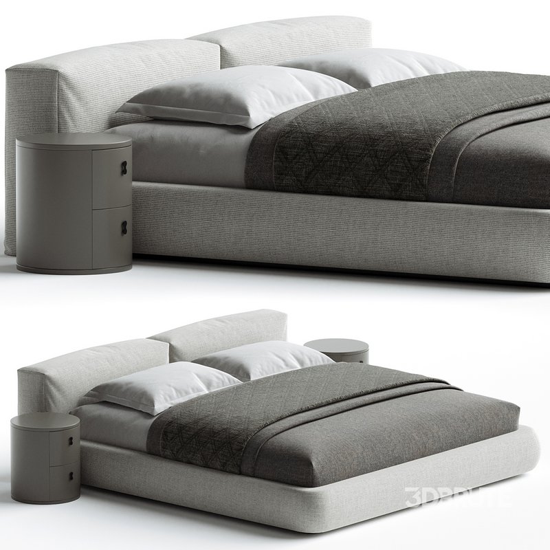 Amos Boucle White Contemporary Rectangular Head Board Bed Frame King Size Image 1