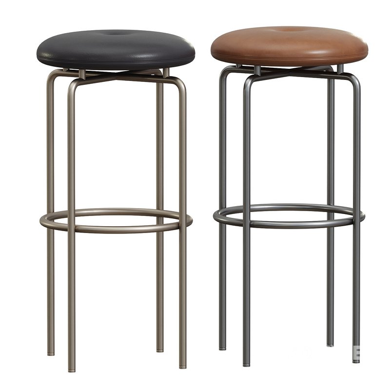 Circular Bar Stool in Bronze and Leather Designed by Craig Bassam Image 2