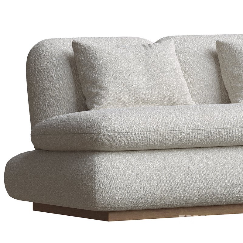 Modern Drama White Boucle Pouf Sofa Image 3