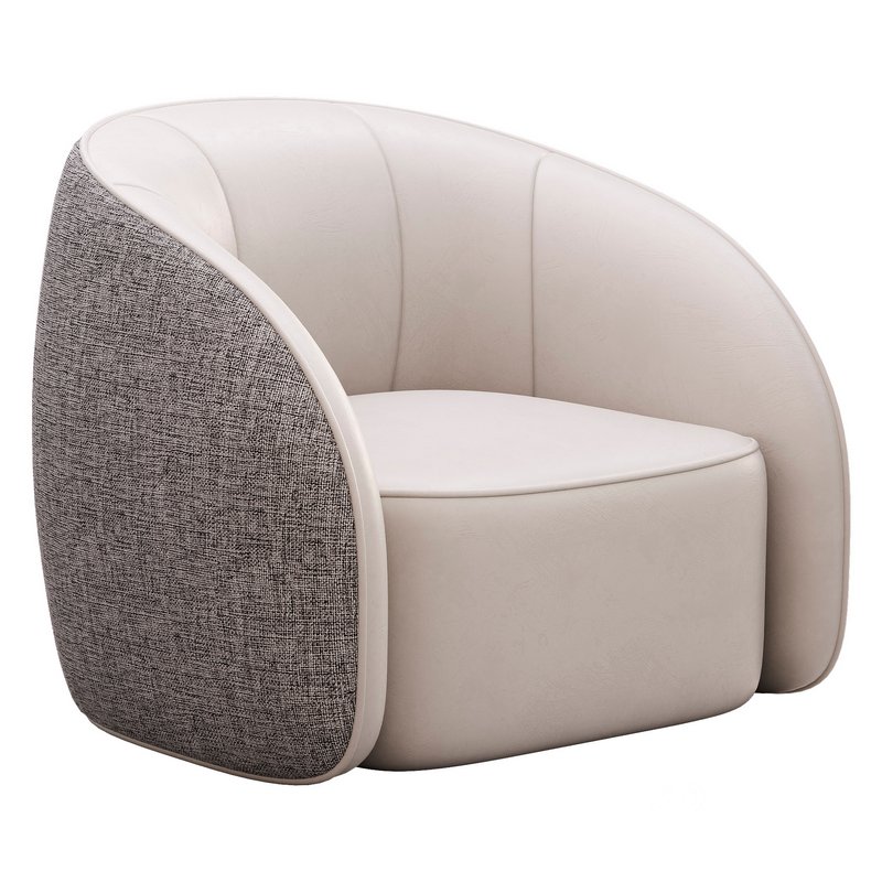 BeigeRed Leather Sofa Chair Image 1