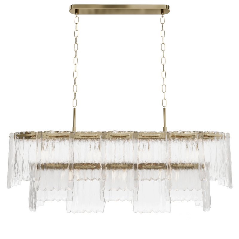 Rectangular pendant chandelier made of ribbed glass 164FA-33125 Garda Decor Image 1