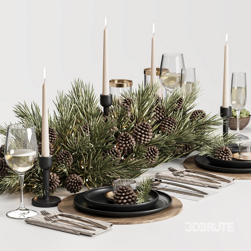 Winter Pine Table Setting Elegance Image 5