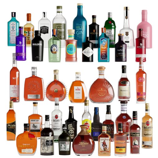 Bottles -40 Bottles:Gins,Rum,Congac
