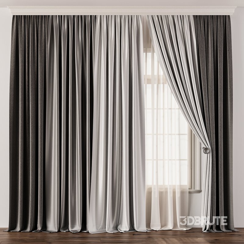 Elegant Drapery Set with Dual Layer Curtains Image 1