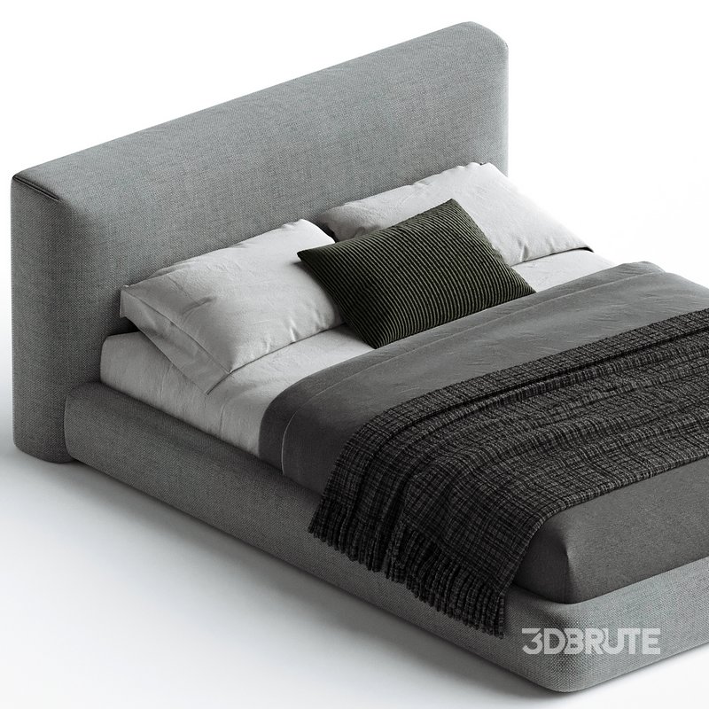 Amabilis Gray Cotton Linen Gray Fabric Contemporary Rectangular Headboard Bed Frame Image 2