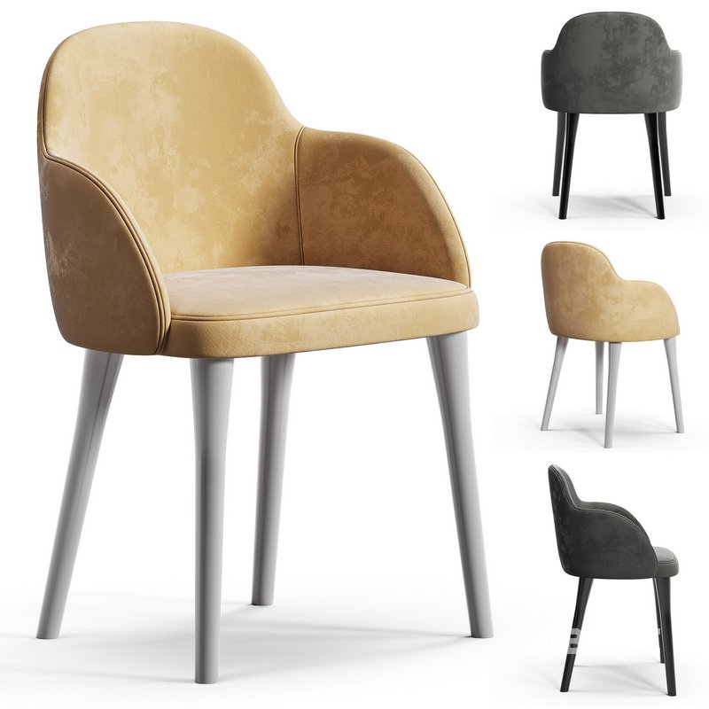 GIULIA GREY VELVET DINING ARMCHAIR Image 1