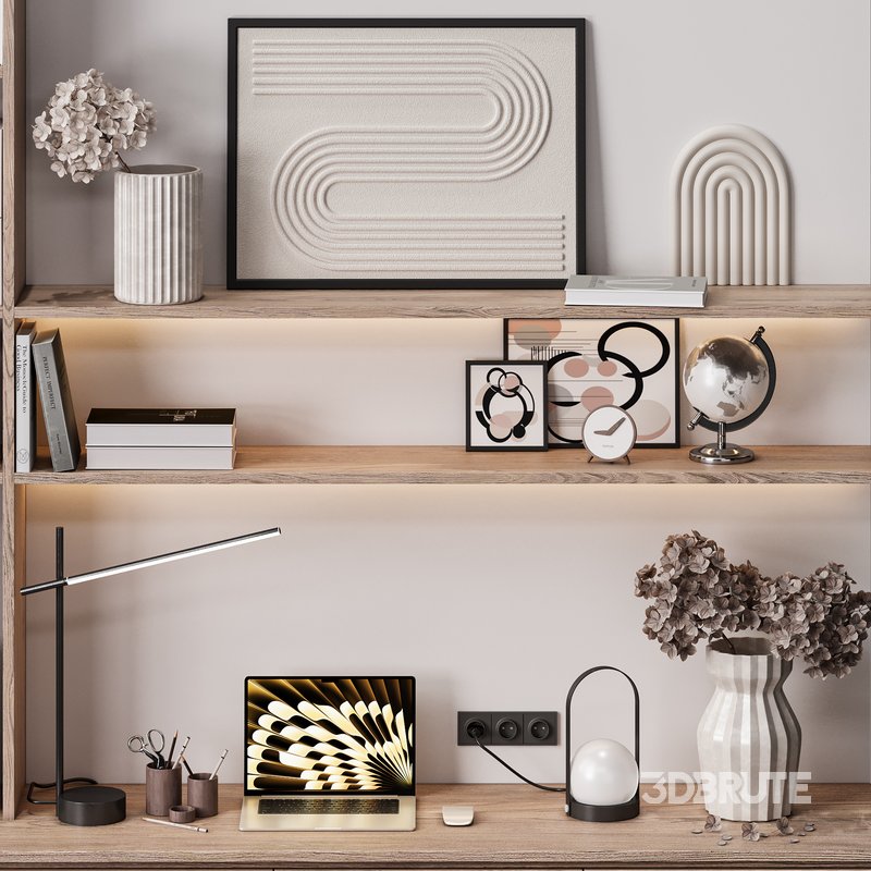 Modern Minimalist Study Unit with Shelves Image 4