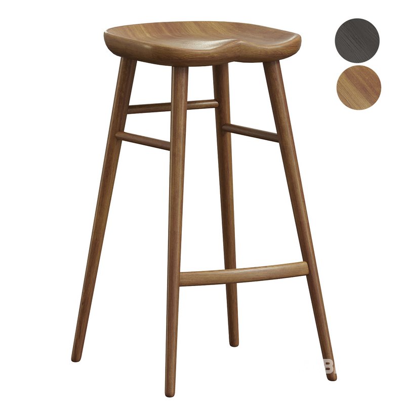Alma Brown Solid Wood Bar Stool Image 2