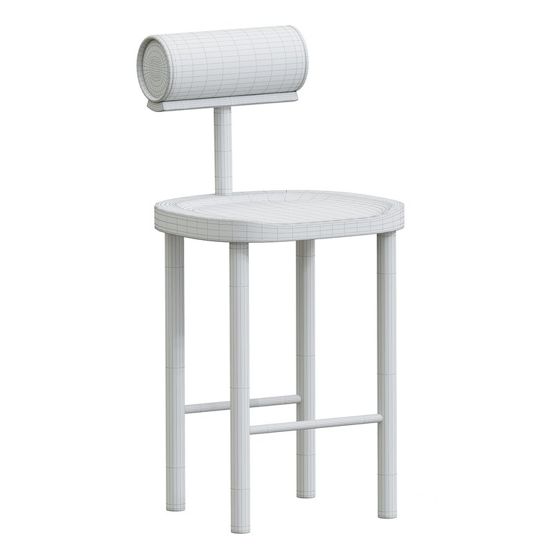 UNA Counter Stool in Black Stained Ash and Upholstered Back by Estudio Persona Image 4
