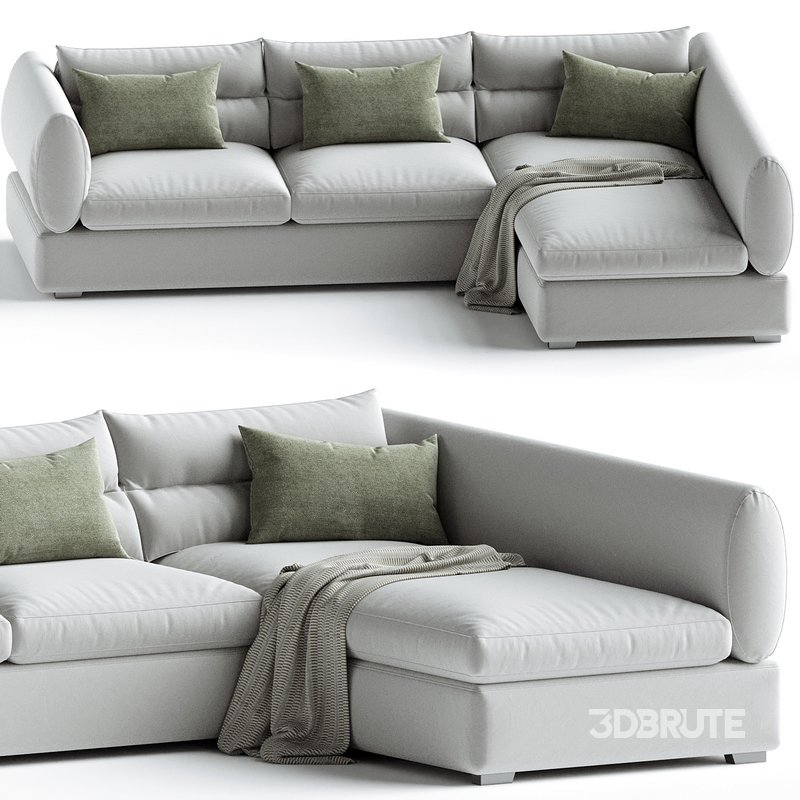 Blanche Parma Three-seater sofa with pouf Image 2