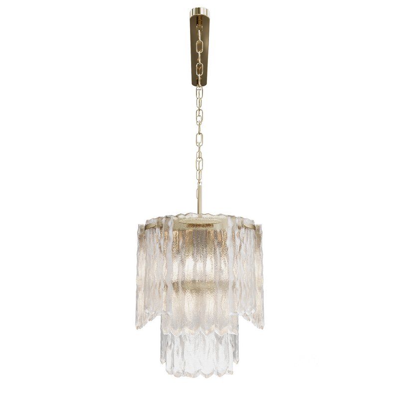 Rectangular pendant chandelier made of ribbed glass 164FA-33125 Garda Decor Image 2