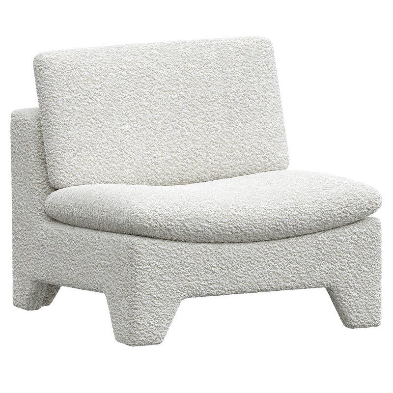 Retro lounge fauteuil boucle cream Image 1