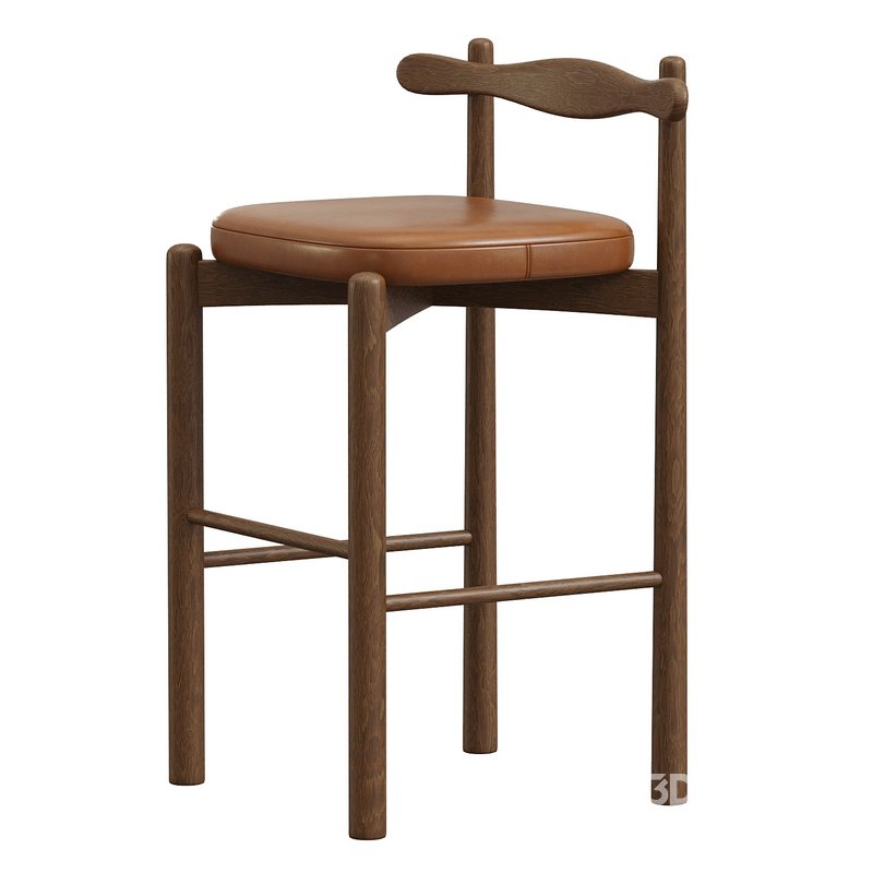 Counter Stool UCA- Dark Brown Wood Image 2