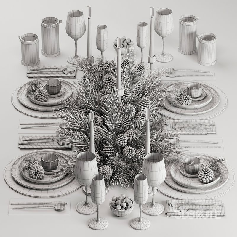 Winter Pine Table Setting Elegance Image 6
