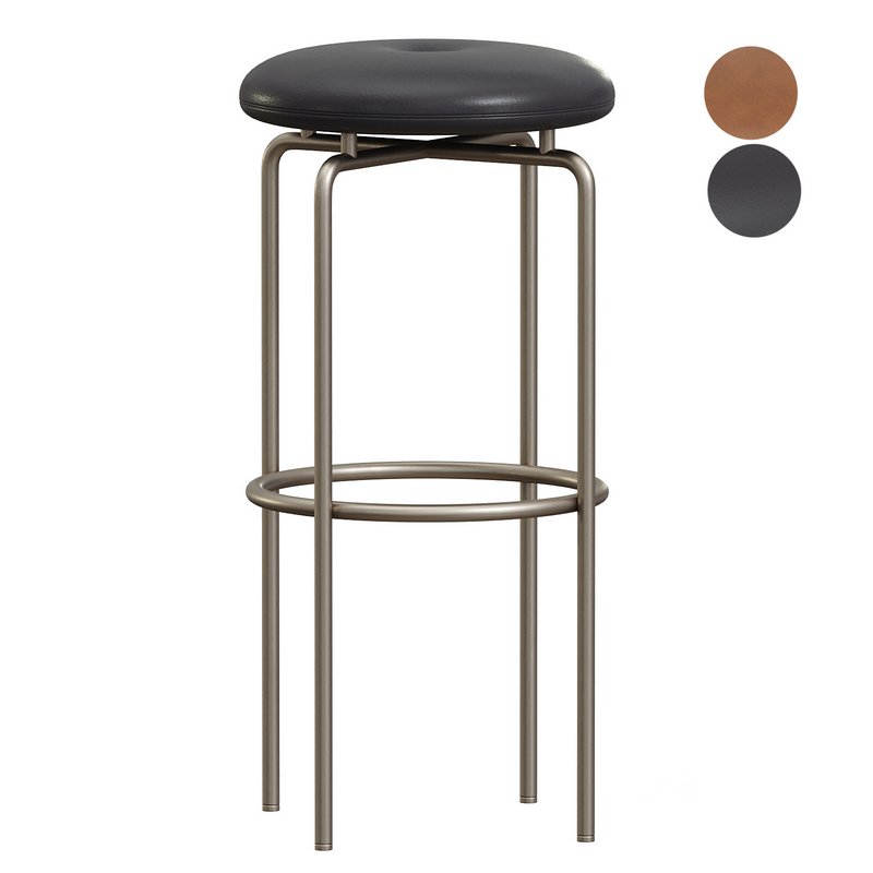 Circular Bar Stool in Bronze and Leather Designed by Craig Bassam Image 1