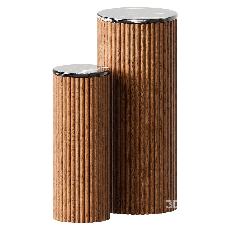 DELHI Black Marble and Mango Wood Plant Holder Image 3